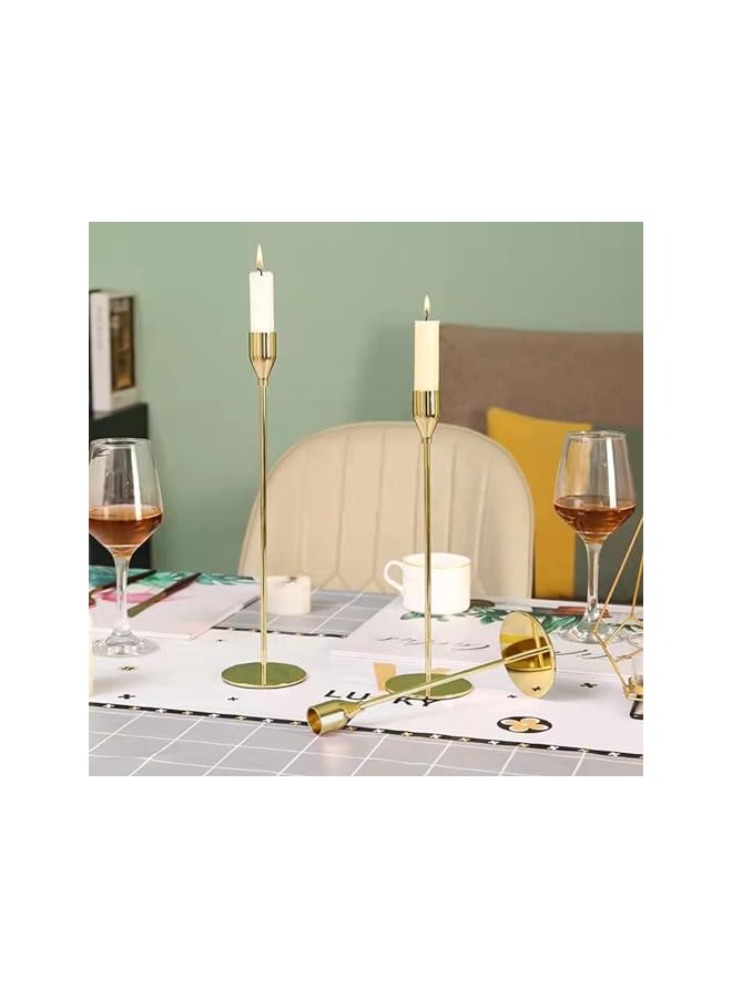 The Bros 3 Pcs Gold Candleholders, Taper Candles Candlestick Holders Set, For Candle Sticks, Table Centerpiece Decorative, Decorative Candlestick Holder For Wedding, Dinning, Party, Living Room - Image 4
