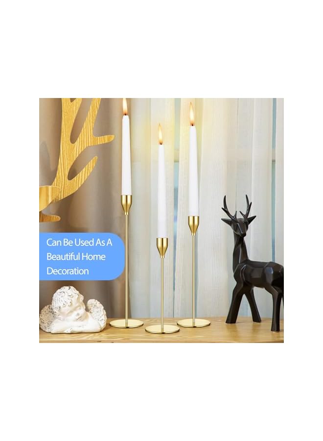 The Bros 3 Pcs Gold Candleholders, Taper Candles Candlestick Holders Set, For Candle Sticks, Table Centerpiece Decorative, Decorative Candlestick Holder For Wedding, Dinning, Party, Living Room - Image 5
