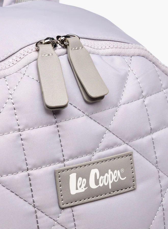Lee Cooper Quilted Backpack with Adjustable Shoulder Straps and Zip Closure - 16x32x41 cm