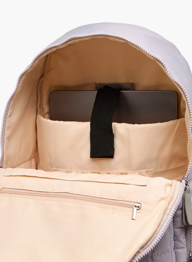 Lee Cooper Quilted Backpack with Adjustable Shoulder Straps and Zip Closure - 16x32x41 cm
