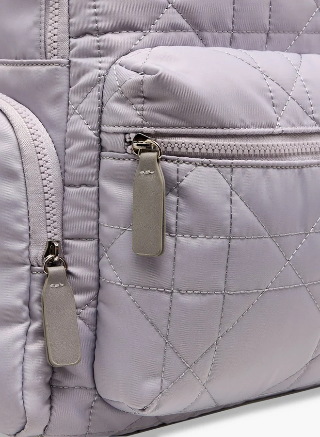 Lee Cooper Quilted Backpack with Adjustable Shoulder Straps and Zip Closure - 16x32x41 cm