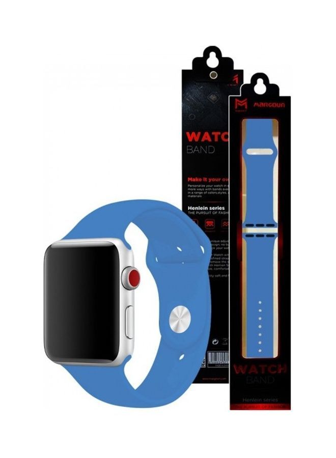 Silicone Replacement Band For Apple Watch 42/44mm Royal Blue - Image 4