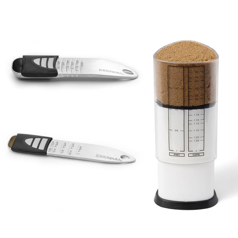 KitchenArt Pro Adjustable Measuring Set, Includes Adjustable Tablespoon, Teaspoon, and 2 Cup Measuring Cup - Image 1