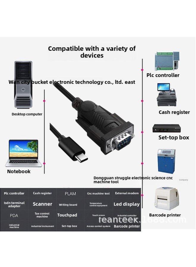 Ft232rl Usb Typec Rs232 DB9 Male And Female Serial Port Line Usb To Serial Port Line Female Head Rs232-Color:USB To DB9 - Image 3