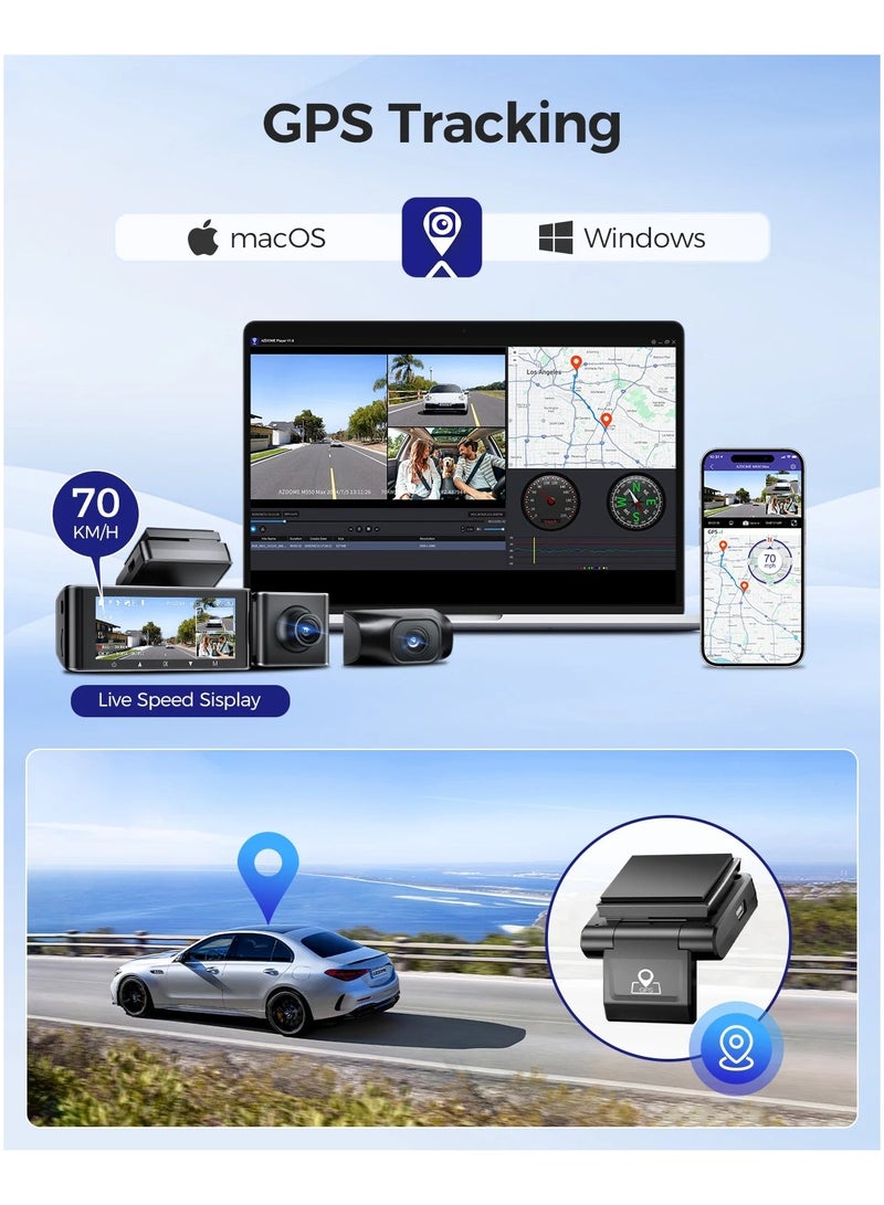 AZDOME M550MAX 4K Dash Cam 3 Channel Dash Cam Front Rear And Interior Dash Cam Car Camera Night Vision Dash Cam For Cars - Image 5