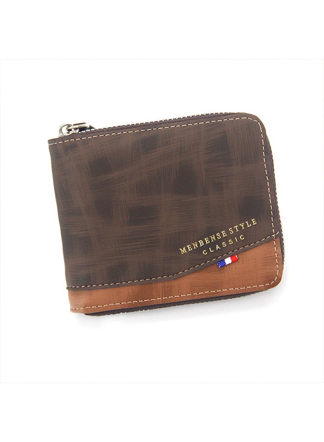 MenBense Business Style Men's Large Capacity Bifold Short Wallet - Image 1