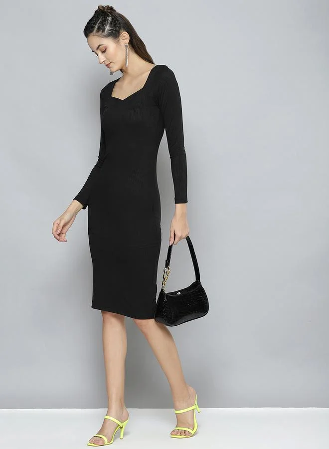 SASSAFRAS Ribbed Midi Dress