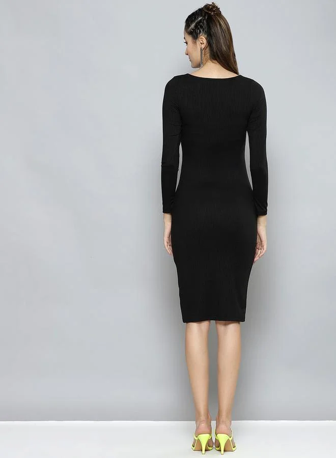 SASSAFRAS Ribbed Midi Dress
