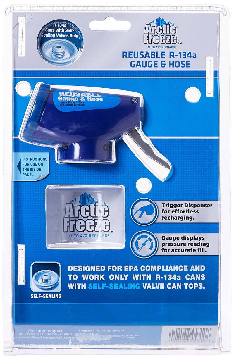A/C Pro InterDynamics Arctic Freeze Car Air Conditioner Refrigerant Gauge and Hose, Reusable AC Recharge Kit Compatible with R-134A Cans with Self Sealing Valves, InterDynamics - Image 3
