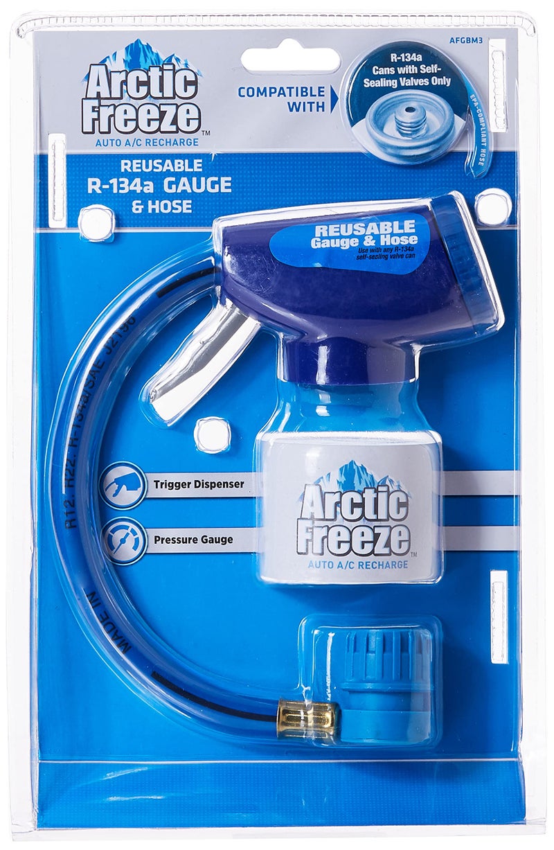 A/C Pro InterDynamics Arctic Freeze Car Air Conditioner Refrigerant Gauge and Hose, Reusable AC Recharge Kit Compatible with R-134A Cans with Self Sealing Valves, InterDynamics - Image 2