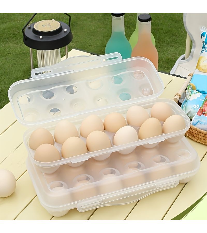 Plastic Egg Storage Box 12 Capacity With Lid Travel Egg Case Collison Proof Stackable Refrigerator Tray Easy To Clean Sturdy Durable Kitchen Organizer Pink - Image 1