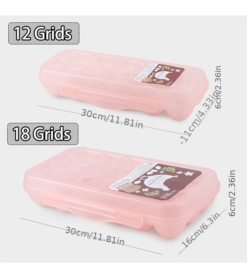 Plastic Egg Storage Box 12 Capacity With Lid Travel Egg Case Collison Proof Stackable Refrigerator Tray Easy To Clean Sturdy Durable Kitchen Organizer Pink - Image 2