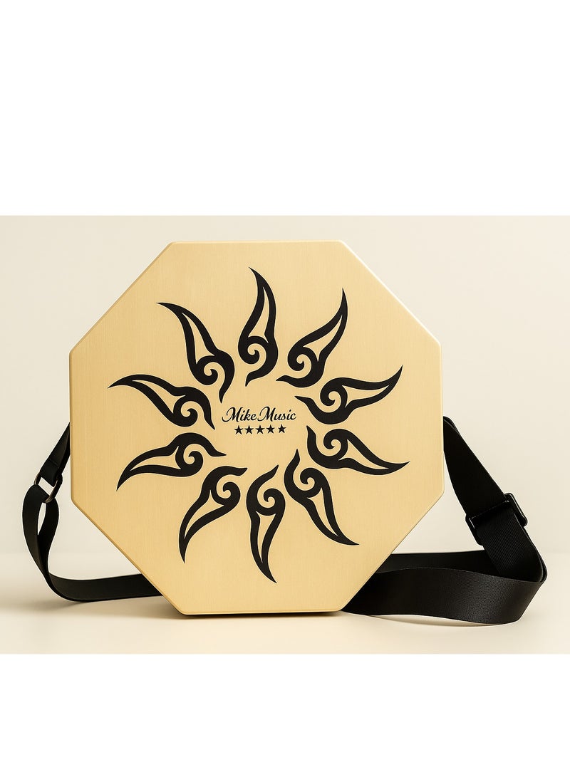 Mike Music 10-Inch Octagonal Waist Cajon Drum – Portable Wooden Hand Drum with Strap – Lightweight Tribal Design for Street Performance - Image 1