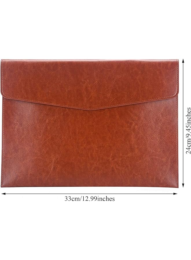 erorex Pu Leather A4 File Folder Document Holder Envelope Folder Case With Snap Closure For Receipt Contract Black And Brown - Image 3