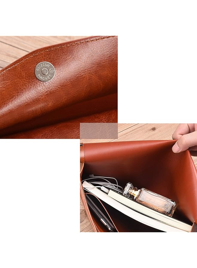 erorex Pu Leather A4 File Folder Document Holder Envelope Folder Case With Snap Closure For Receipt Contract Black And Brown - Image 5