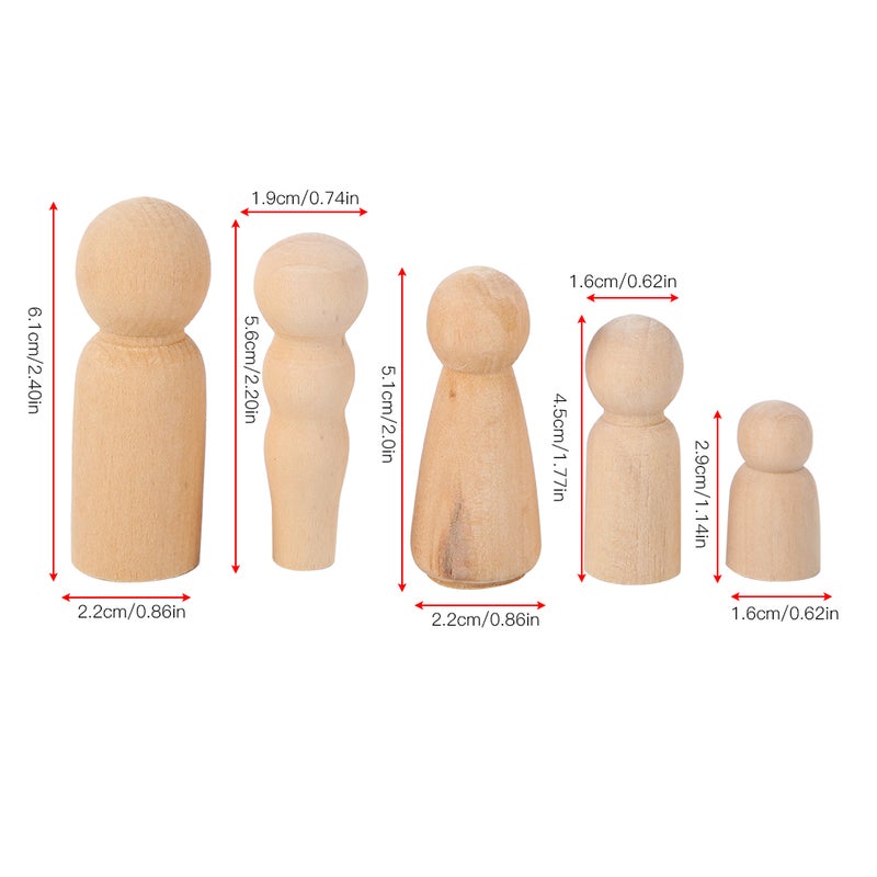 50Pcs Unfinished Wooden Peg Dolls DIY Children Decorative Painted Crafts School OrnamentsJM01896 - Image 4