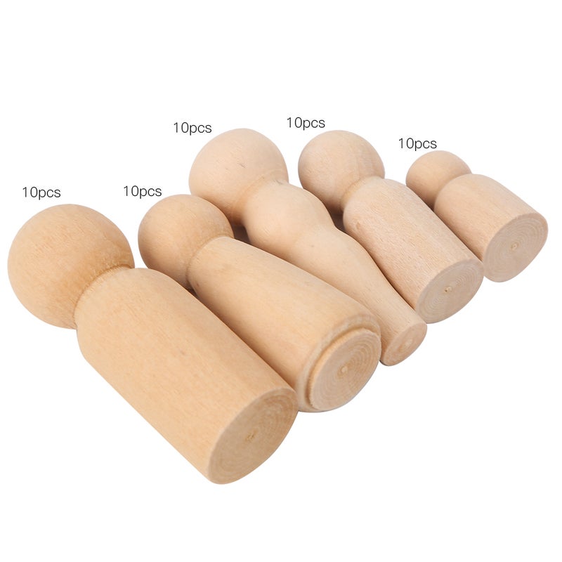 50Pcs Unfinished Wooden Peg Dolls DIY Children Decorative Painted Crafts School OrnamentsJM01896 - Image 3