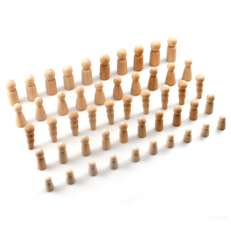 50Pcs Unfinished Wooden Peg Dolls DIY Children Decorative Painted Crafts School OrnamentsJM01896 - Image 1