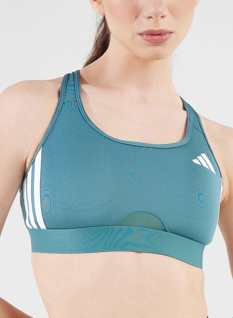 Adidas Powerreact Train Medium Support 3-Stripes Bra - Image 3