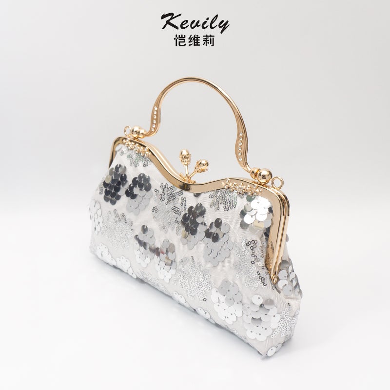 Kai Weili Mesh Beaded Soft Bag New Evening Bag Wedding Dress Cheongsam Handbag Women'S Bag - Image 3