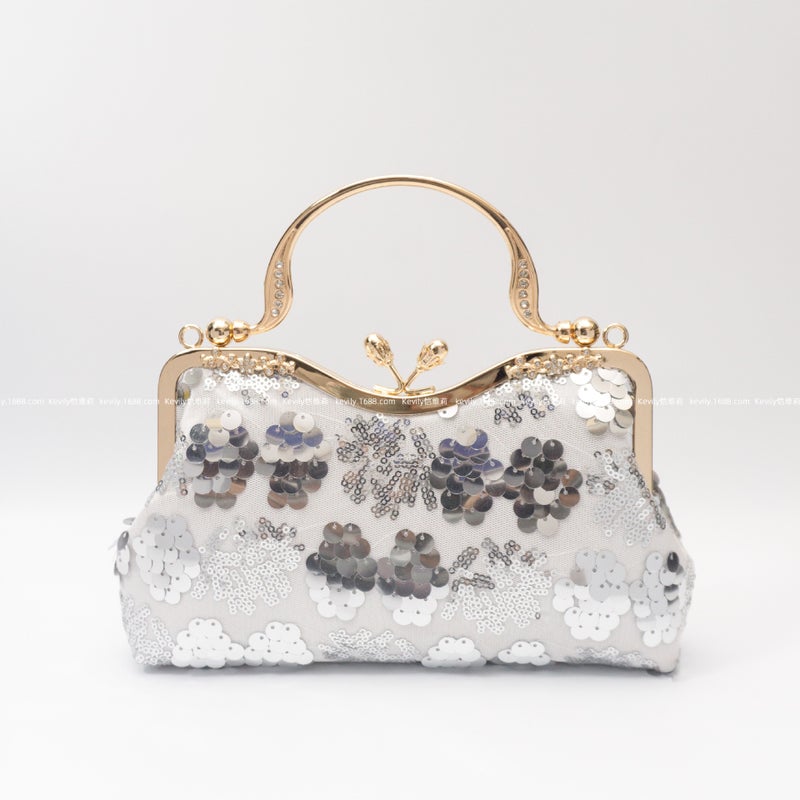 Kai Weili Mesh Beaded Soft Bag New Evening Bag Wedding Dress Cheongsam Handbag Women'S Bag - Image 1