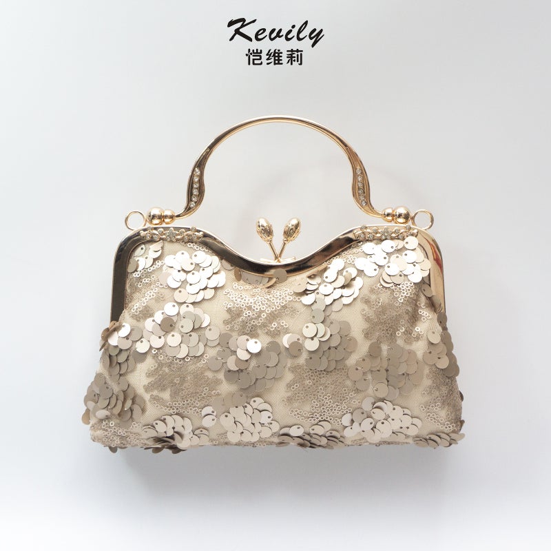 Kai Weili Mesh Beaded Soft Bag New Evening Bag Wedding Dress Cheongsam Handbag Women'S Bag - Image 2