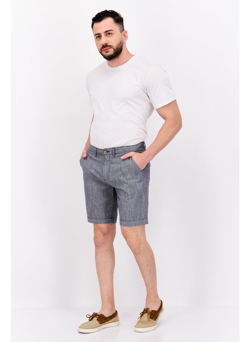 Jachs New York Men Textured Chino Shorts, Grey  - Image 2