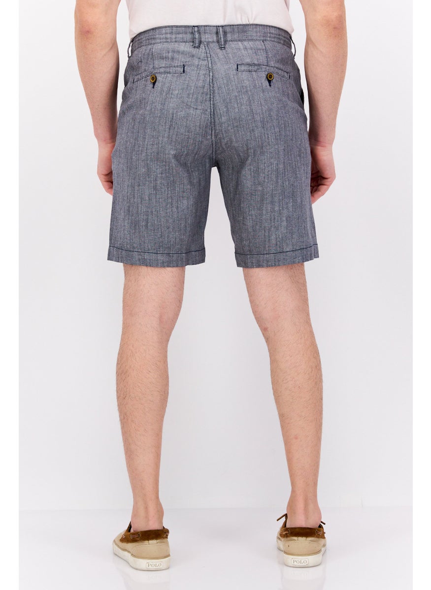 Jachs New York Men Textured Chino Shorts, Grey  - Image 4