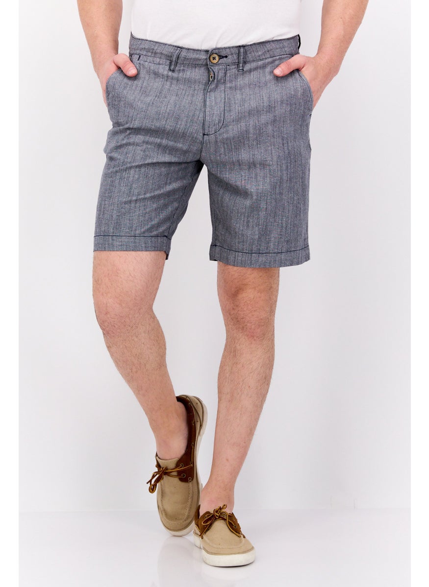 Jachs New York Men Textured Chino Shorts, Grey  - Image 1