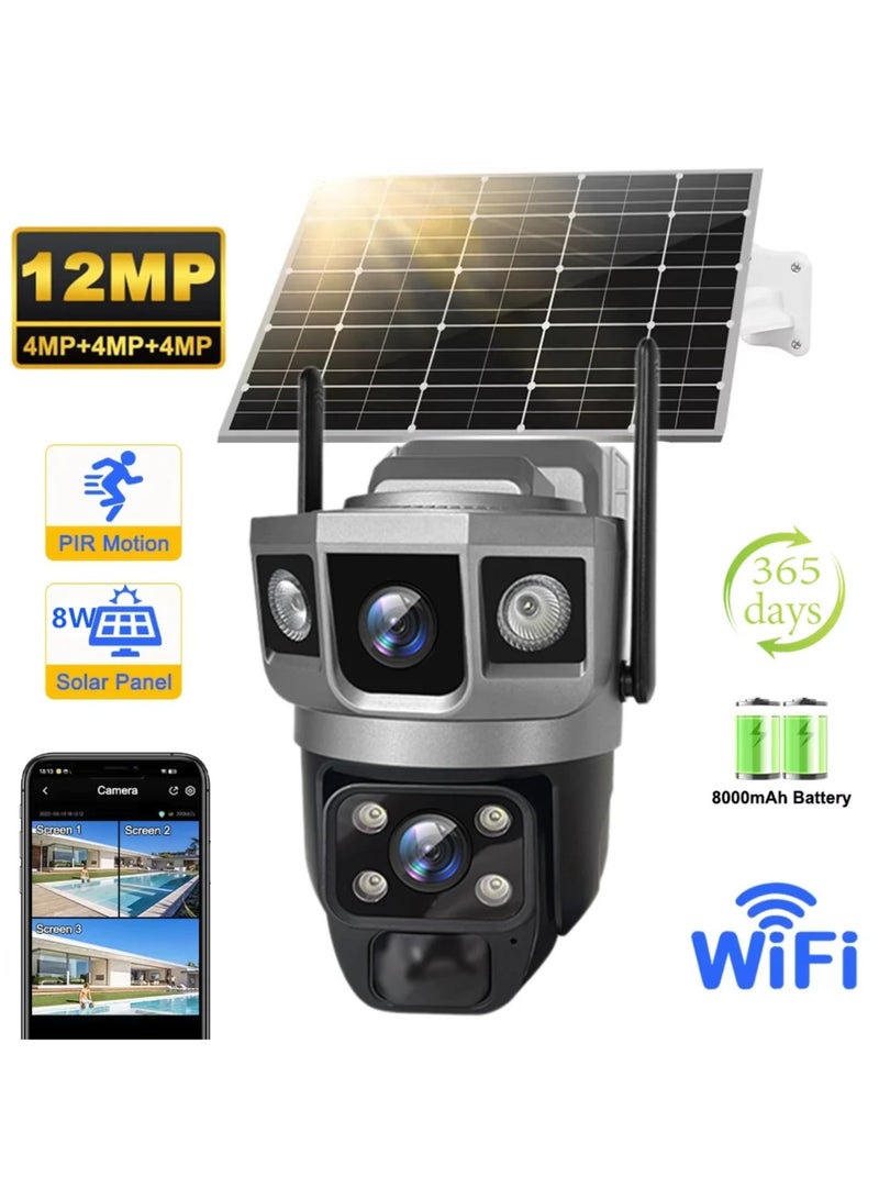 Milatech 6K 12MP Solar WiFi Dual Lens Outdoor IP Camera PIR Detection Waterproof Security Cam - Image 1