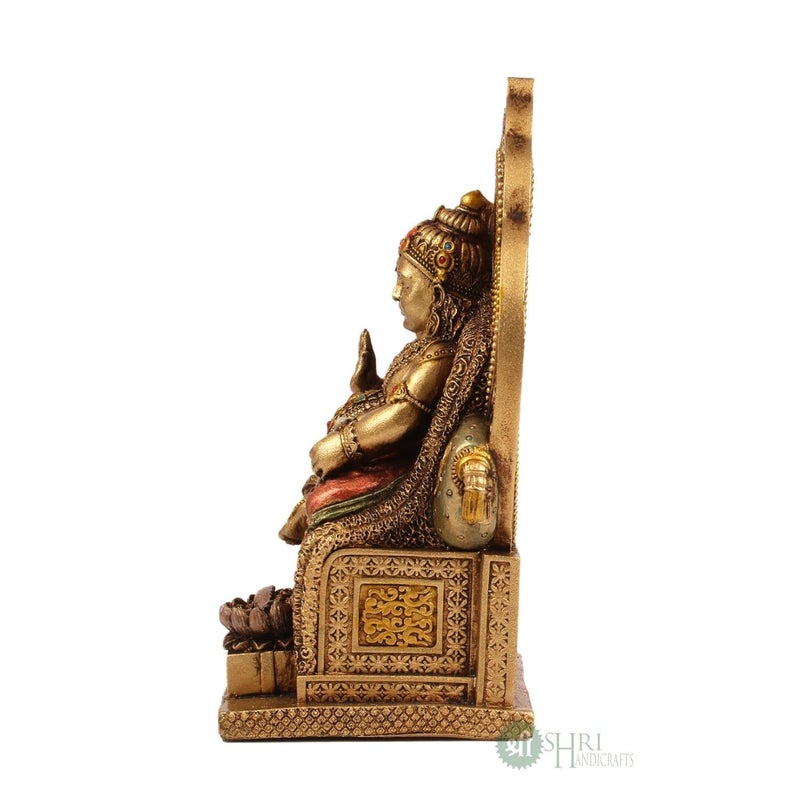 Profound Craft تمثال كوبر مهراج سيد الثروة والكنوز من الراتنج المصنوع يدويًا، تمثال زخرفي للعرض، تمثال دهن كوبر جي للمنزل والمكتب وأغراض الهدايا، بارتفاع 7 بوصات بتشطيب معدني - Image 5