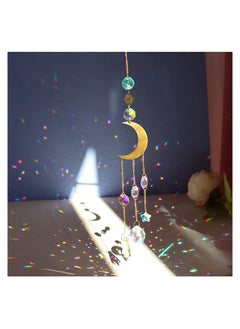 SYOSI 7Pack Crystal Suncatchers,Gold Moon Star Sun Catchers Hanging with Chain Pendant Ornament Colorful Crystal Glass Balls for Window Bedroom Car Home Garden Office Party Wedding Decorations  - Image 2