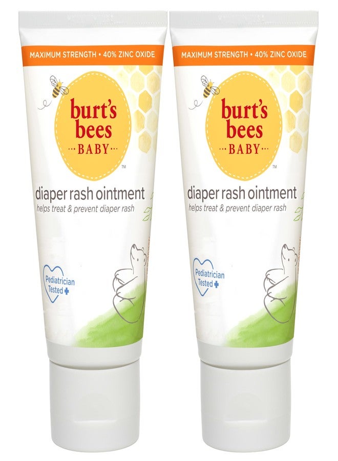 Burt's Bees Baby Diaper Rash Ointment, Maximum Strength, 40% Zinc Oxide, 100% Natural Origin, Pediatrician Tested, Net Weight 3 Ounces , Pack of 2 - Image 1