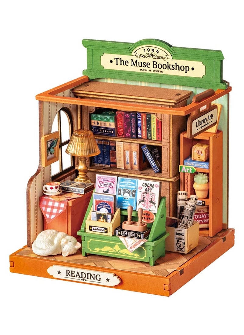DIY Mini Building House Micro Kit - Muse Bookstore, Miniverse Lifestyle Mini Bookshelf Decor, DIY Hobby Craftsman Gift