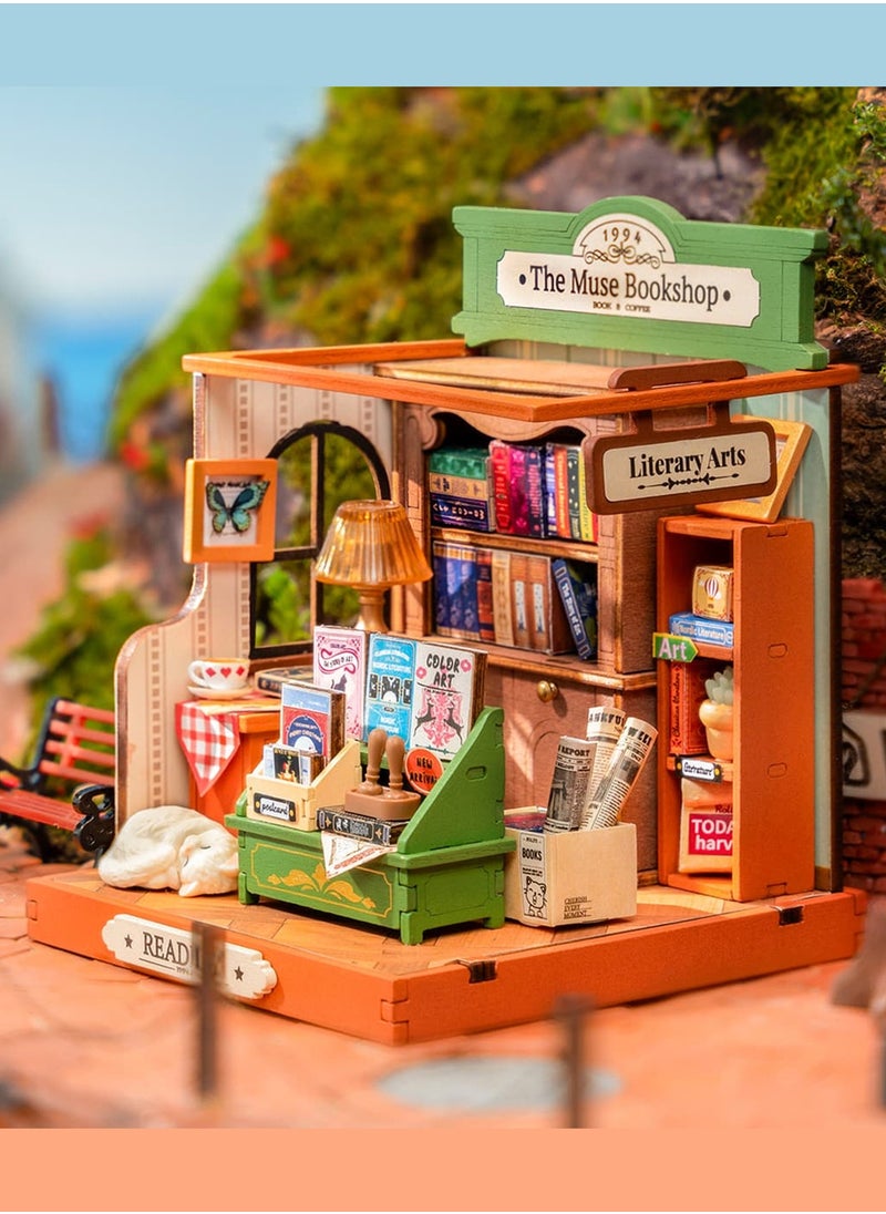 DIY Mini Building House Micro Kit - Muse Bookstore, Miniverse Lifestyle Mini Bookshelf Decor, DIY Hobby Craftsman Gift