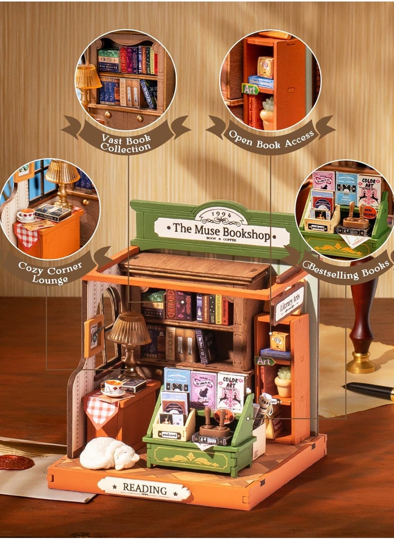 DIY Mini Building House Micro Kit - Muse Bookstore, Miniverse Lifestyle Mini Bookshelf Decor, DIY Hobby Craftsman Gift