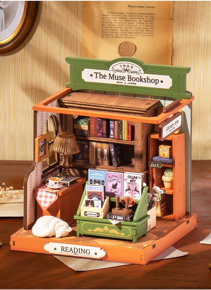 DIY Mini Building House Micro Kit - Muse Bookstore, Miniverse Lifestyle Mini Bookshelf Decor, DIY Hobby Craftsman Gift