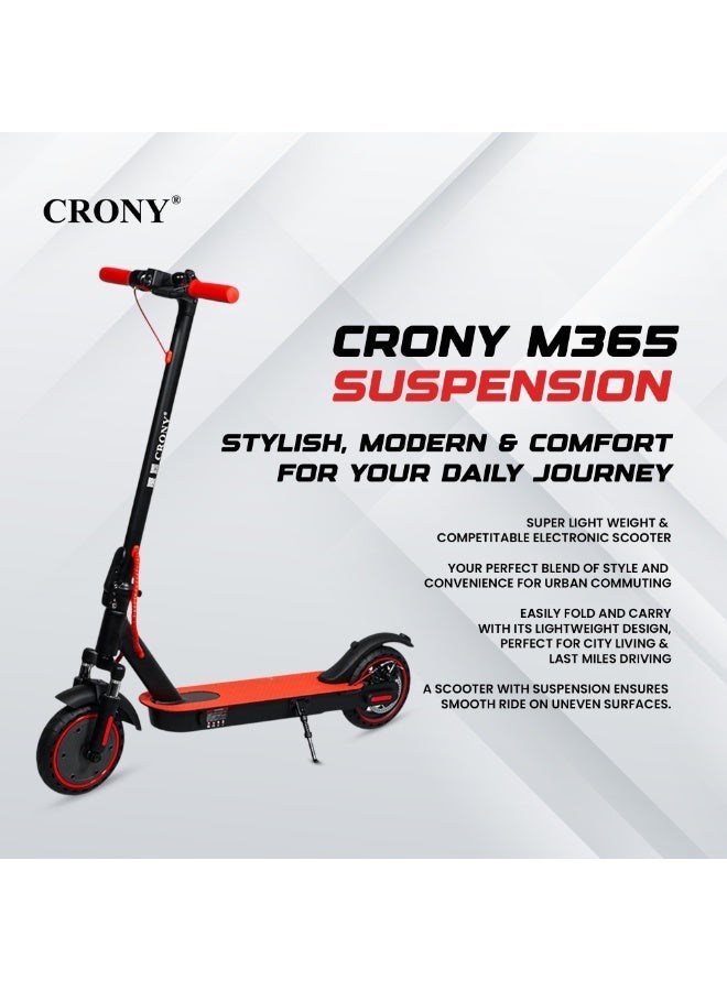 Crony M365 Front Suspension E-Scooter 250W Motor,25-45KM/h Speed, 10-25KM Range, 36V/7.8AH,Disc Brakes, Aluminum Alloy Frame, 120KG Max Load, LED Headlamp, App Connectivity, Foldable E-Scooter for Adults & Kids, Portable Commuter Scooter, Heavy-Duty E-Scooter, High-Speed Electric Scooter Long Range,Red - Image 4