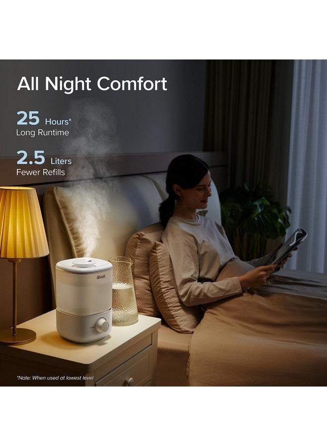 LEVOIT LEVOIT Top Fill Humidifiers for Bedroom, 2.5L Tank for Large Room, Easy to Fill & Clean, 28dB Quiet Cool Mist Air Humidifier for Home Baby Nursery & Plants, Auto Shut-off and BPA-Free for Safety, 25H - Image 4
