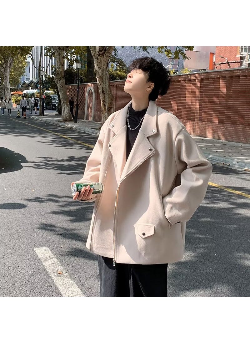 Generic - Mens Woolen Blazer Short Trendy Solid Coat Fall Winter Black - Image 1