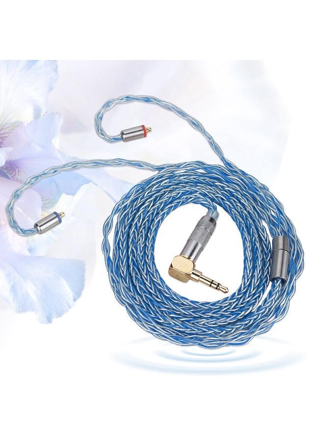 8 Core MMCX Silver Plated Single Crystal Copper Cable for Shure Headphone (Blue)