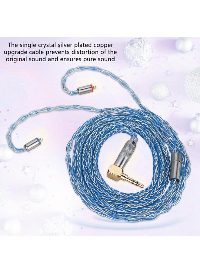 8 Core MMCX Silver Plated Single Crystal Copper Cable for Shure Headphone (Blue)