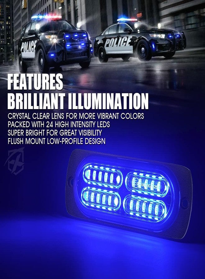 Xprite 24 LED Blue Surface Mount Strobe Police Lights Kit, Emergency Safety Warning Flashing Grille Safety Cop Marker Light Assembly for Volunteer Vehicles Trucks ATV UTV Motorcycle 8PCS - Image 3