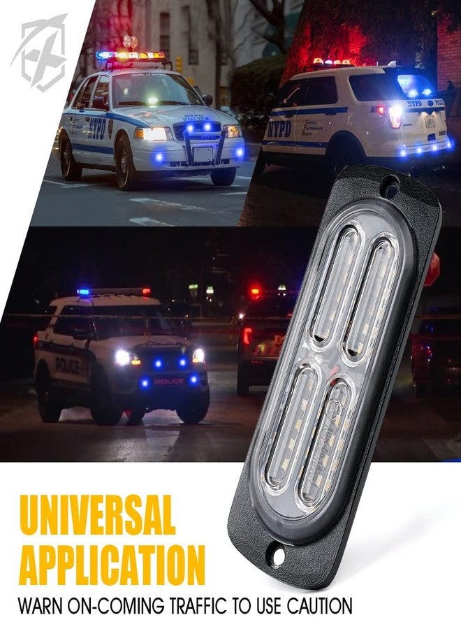 Xprite 24 LED Blue Surface Mount Strobe Police Lights Kit, Emergency Safety Warning Flashing Grille Safety Cop Marker Light Assembly for Volunteer Vehicles Trucks ATV UTV Motorcycle 8PCS - Image 5