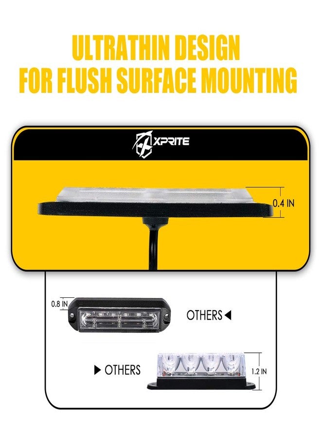 Xprite 24 LED Blue Surface Mount Strobe Police Lights Kit, Emergency Safety Warning Flashing Grille Safety Cop Marker Light Assembly for Volunteer Vehicles Trucks ATV UTV Motorcycle 8PCS - Image 2