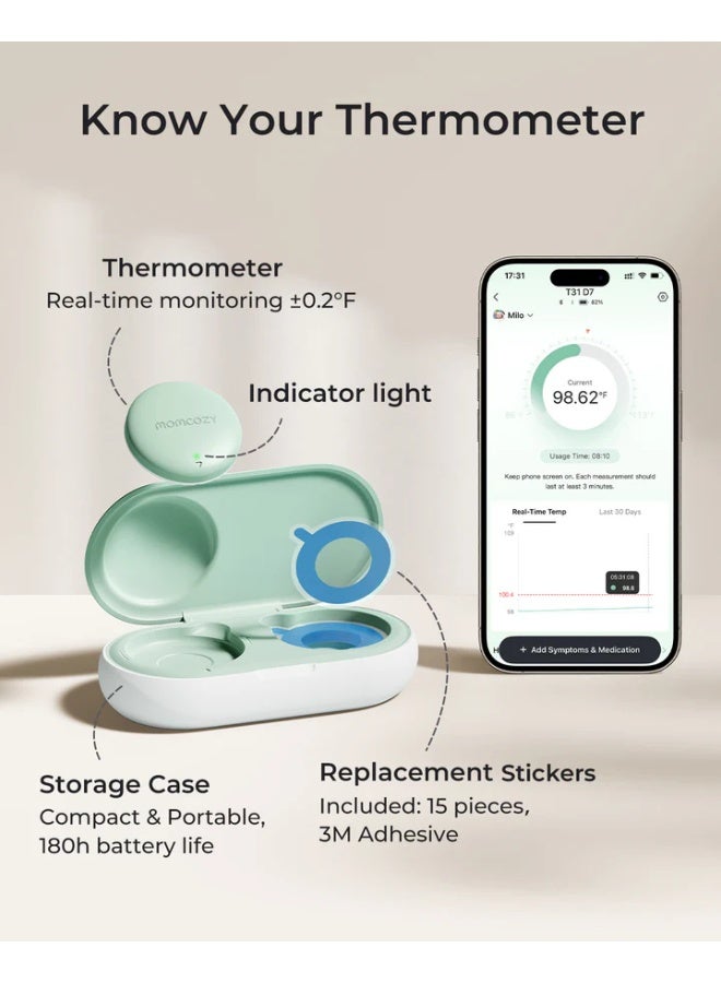 Momcozy Wearable Smart Baby Thermometer Medical Accuracy with Real Time App Monitoring - Image 2