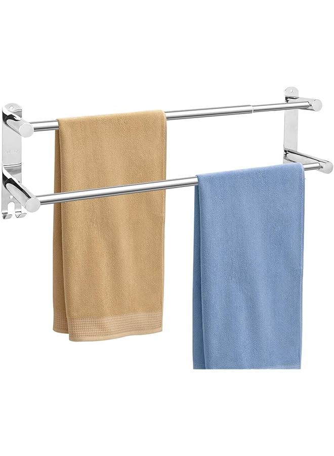 S-TOP Double Towel Bar for Bathroom, Adjustable 43-75cm Bathroom Towel Rack Wall Mounted, 304 Stainless Steel Towel Rail for Bathroom, Suitable for Bathroom Bar Kitchen Hotel - Image 1