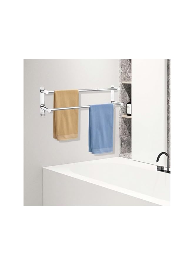 S-TOP Double Towel Bar for Bathroom, Adjustable 43-75cm Bathroom Towel Rack Wall Mounted, 304 Stainless Steel Towel Rail for Bathroom, Suitable for Bathroom Bar Kitchen Hotel - Image 4