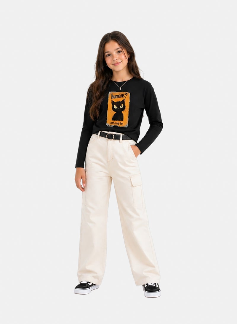 Andora Cotton Printed T-Shirt - Black - Image 1