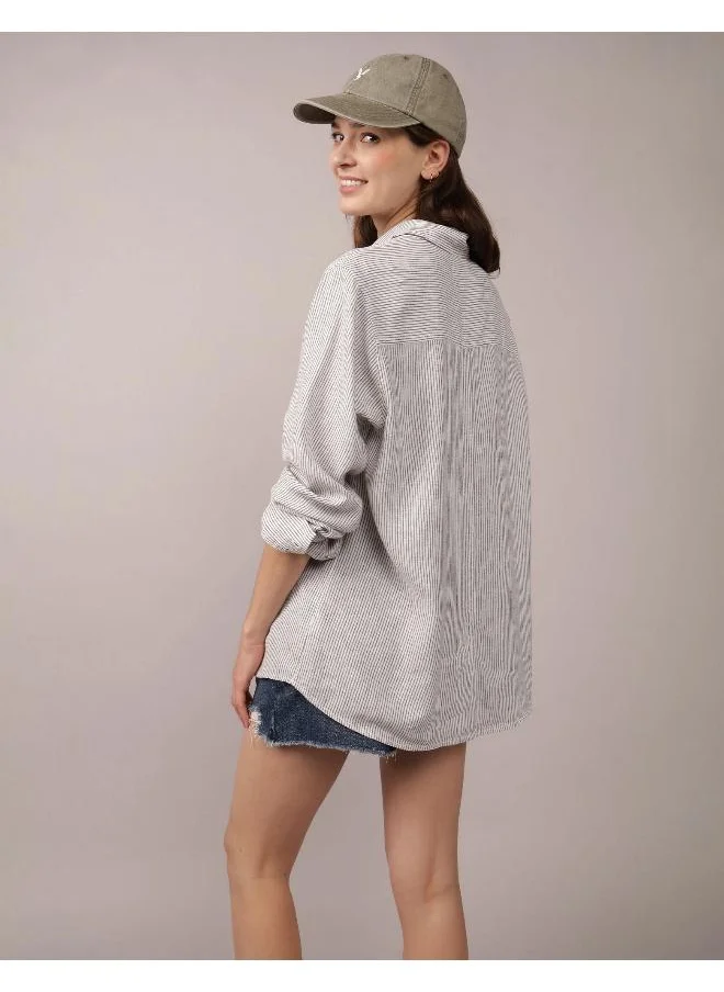 American Eagle AE Weekend Vibes Long-Sleeve Button-Up Shirt